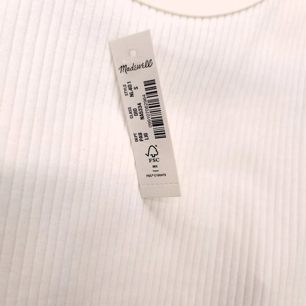 Madewell Tank Bodysuit Cutout Back Thong Ribbed Ivory Small Double Snap Closure - Picture 12 of 14